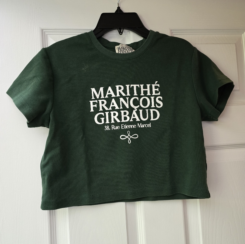 Marithé François Girbaud Forest Green Logo Crop Top